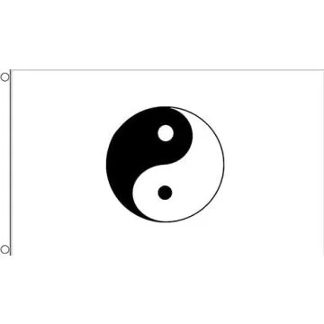 DRAPEAU YIN ET YANG BLANC 150x90cm - DRAPEAU CHINOIS - CHINE 90 x 150 cm - DRAPEAUX
