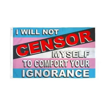 DRAPEAU TRANSGENRE PAS DE CENSURE 150x90cm - DRAPEAU FIERTÉ TRANSGENRE 90 x 150 cm - DRAPEAUX
