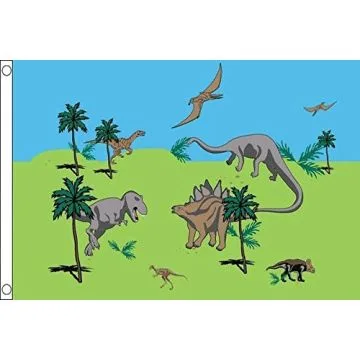 DRAPEAU DINOSAURES 150x90cm - DRAPEAU TYRANNOSAURE 90 x 150 cm - DRAPEAUX