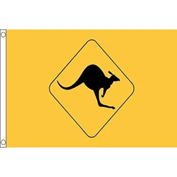 DRAPEAU SIGNE DE CROISEMENT KANGOUROU 150x90cm - DRAPEAU KANGAROO SIGN - AUSTRALIE 90 x 150 cm - DRAPEAUX