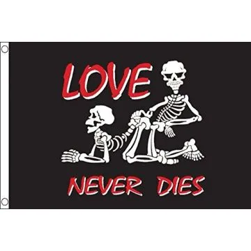 DRAPEAU PIRATE L\'AMOUR DURE TOUJOURS 150x90cm - DRAPEAU LOVE NEVER DIES 90 x 150 cm - DRAPEAUX