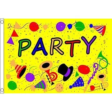 DRAPEAU PARTY TIME 150x90cm - DRAPEAU C\'EST LA FÍ?TE 90 x 150 cm - DRAPEAUX