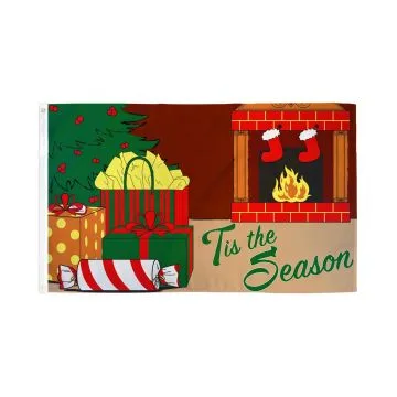 DRAPEAU NOEL C\'EST LA SAISON 150x90cm - DRAPEAU JOYEUX NOEL 90 x 150 cm - DRAPEAUX