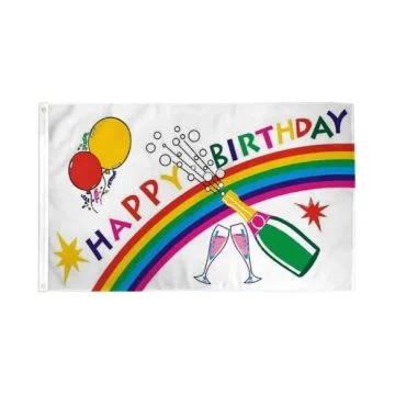 DRAPEAU FÍ?TE DE JOYEUX ANNIVERSAIRE 150x90cm - DRAPEAU HAPPY BIRTHDAY 90 x 150 cm - DRAPEAUX