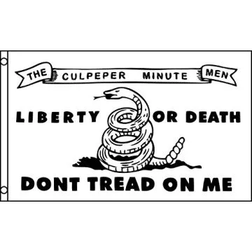 DRAPEAU CULPEPER MINUTEMEN DON\'T TREAD ON ME 150x90cm - DRAPEAU LIBERTY OR DEATH 90 x 150 cm - DRAPEAUX