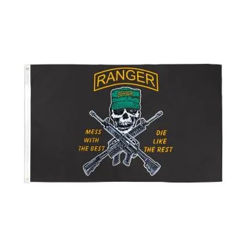 DRAPEAU RANGER DES ETATS-UNIS MESS WITH THE BEST 150x90cm - DRAPEAU RANGERS MESS WITH THE BEST 90 x 150 cm - DRAPEAUX