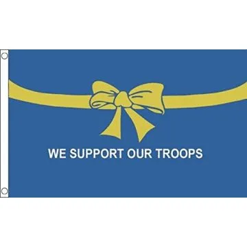 DRAPEAU WE SUPPORT OUR TROOPS BLEU 150x90cm - DRAPEAU SOUTENONS NOS TROUPES 90 x 150 cm - DRAPEAUX