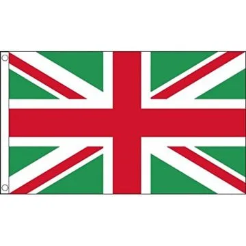 DRAPEAU ROYAUME-UNI VERT ET ROUGE 150x90cm - DRAPEAU UNION JACK - UK 90 x 150 cm - DRAPEAUX