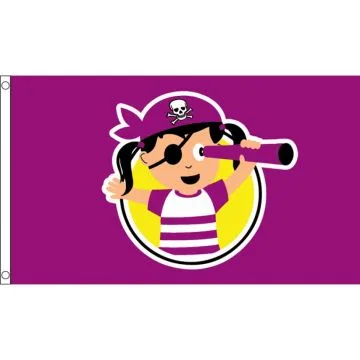 DRAPEAU PIRATE FILLE 150x90cm - DRAPEAU JEUNE CORSAIRE 90 x 150 cm - DRAPEAUX