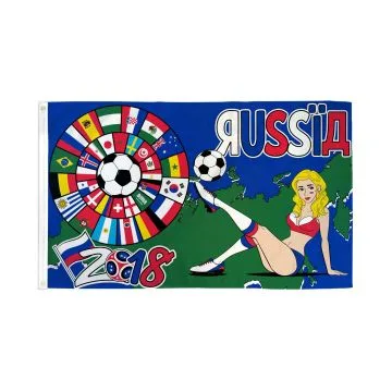 DRAPEAU RUSSIE COUPE DU MONDE DE FOOTBALL 2018 FILLE RUSSE 150x90cm - DRAPEAU CHAMPIONNAT DU MONDE 90 x 150 cm - DRAPEAUX