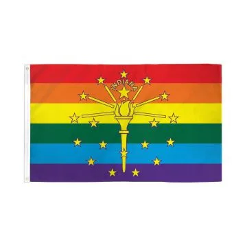 DRAPEAU INDIANA ARC-EN-CIEL 150x90cm - DRAPEAU DE L\'INDIANA GAY 90 x 150 cm - DRAPEAUX