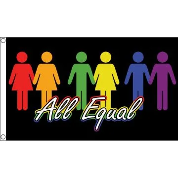 DRAPEAU LGBT TOUS ÉGAUX 150x90cm - DRAPEAU ALL EQUAL 90 x 150 cm - DRAPEAUX