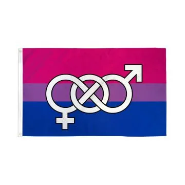 DRAPEAU LGBT BISEXUEL AVEC SYMBOLES 150x90cm - DRAPEAU FIERTÉ BISEXUELLE 90 x 150 cm - DRAPEAUX