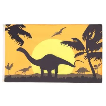 DRAPEAU SILOUHETTES DE DINOSAURES  150x90cm - DRAPEAU TYRANNOSAURE 90 x 150 cm - DRAPEAUX