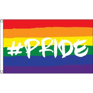 DRAPEAU LGBT ARC-EN-CIEL HASTAG PRIDE 150x90cm - DRAPEAU GAY 90 x 150 cm - DRAPEAUX