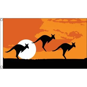 DRAPEAU KANGOUROU DESERT AUSTRALIEN 150x90cm - DRAPEAU KANGOUROUS D\'AUSTRALIE 90 x 150 cm - DRAPEAUX