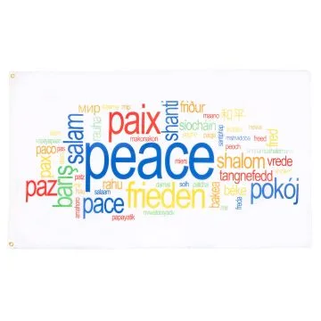DRAPEAU PAIX MULTILANGUES 150x90cm - DRAPEAU PEACE PACE PAZ FRIEDEN 90 x 150 cm - DRAPEAUX