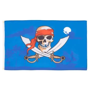 DRAPEAU PIRATE NUIT BLEU 150x90cm - DRAPEAU CORSAIRE 90 x 150 cm - DRAPEAUX