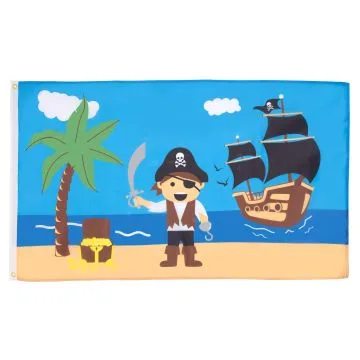 DRAPEAU PIRATE ILE AU TRÉSOR 150x90cm - DRAPEAU CORSAIRE 90 x 150 cm - DRAPEAUX