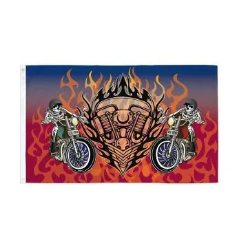 DRAPEAU LES BIKEURS VIVENT LIBRES 150x90cm - DRAPEAU RAIDERS LIVE FREE  90 x 150 cm - DRAPEAUX