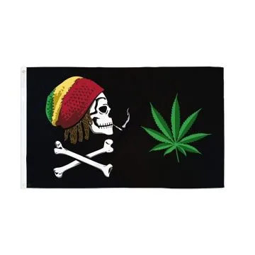 DRAPEAU RASTA PIRATE 150x90cm - DRAPEAU RASTA CROSSBONES 90 x 150 cm - DRAPEAUX