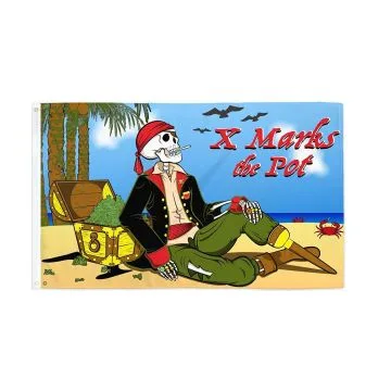 DRAPEAU PIRATE RASRE X MARKS THE POT 150x90cm - DRAPEAU PIRATE FUMEUR 90 x 150 cm - DRAPEAUX