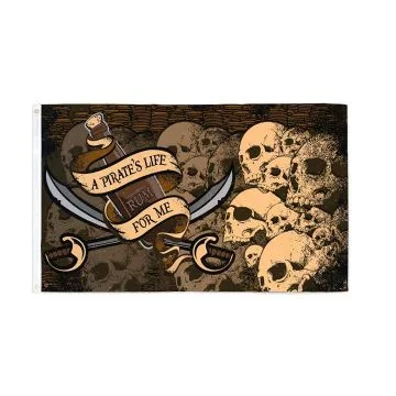 DRAPEAU UNE VIE DE PIRATE POUR MOI 150x90cm - DRAPEAU PIRATE\'S LIFE 90 x 150 cm - DRAPEAUX