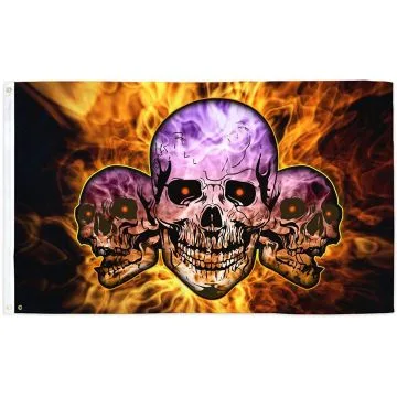 DRAPEAU PIRATE DEADLY TRIO 150x90cm - DRAPEAU TÊTE DE MORT 90 x 150 cm - DRAPEAUX