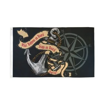 BANDERA PIRATA WHAT HAPPENS ON BOARD 150x90cm - BANDERA STAYS ON BOARD 90 x 150 cm