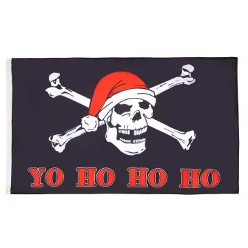 Drapeau Père Noël Pirate Yo Ho Ho Ho 150x90cm - Drapeau Santa Christmas 90 x 150 cm - Drapeaux
