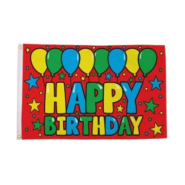 Drapeau Joyeux Anniversaire Rouge 150x90cm - Drapeau Happy birthday 90 x 150 cm - Drapeaux