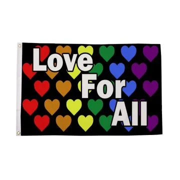 Drapeau Cœurs Arc En Ciel Amour Pour tous 150x90cm - Drapeau LGBT Love for All 90 x 150 cm - Drapeaux