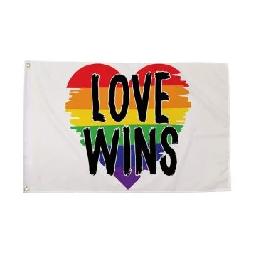 Drapeau Cœurs Arc En Ciel L\'Amour Gagne 150x90cm - Drapeau LGBT Love wins 90 x 150 cm - Drapeaux