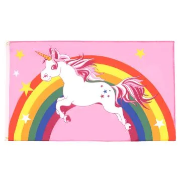 Drapeau Licorne Arc En Ciel 150x90cm - Drapeau unicorne gay LGBT 90 x 150 cm - Drapeaux