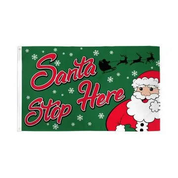 Drapeau Père Noël Arrête toi Ici vert 150x90cm - Drapeau Santa Stop Here 90 x 150 cm - Drapeaux