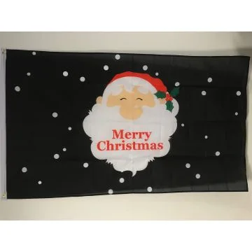 Santa Stop Here Black Flag 3' x 5' 100D polyester grommets