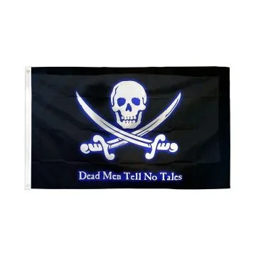 Drapeau Pirate Les Morts ne parlent pas bleu 150x90cm - Drapeau Dead Men Tell No Tales 90 x 150 cm - Drapeaux