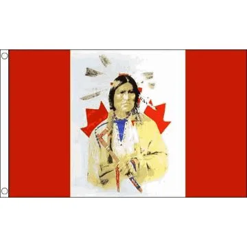 Drapeau Canada avec indien 150x90cm - Drapeau canadien 90 x 150 cm - Drapeaux