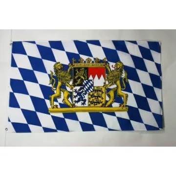 DRAPEAU BAVIÈRE AVEC LION 150x90cm - DRAPEAU BAVAROIS - ALLEMAGNE 90 x 150 cm - DRAPEAUX