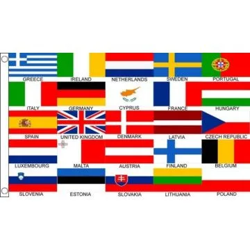 DRAPEAU 25 PAYS D\'EUROPE 150x90cm - DRAPEAU DES PAYS EUROPÉENS - UE 90 x 150 cm - DRAPEAUX