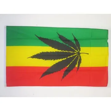 Drapeau Cannabis Reggea 150x90cm - Drapeau rasta 90 x 150 cm - Drapeaux