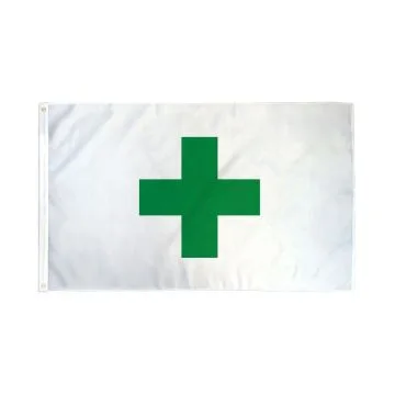 DRAPEAU CROIX VERTE INTERNATIONALE 150x90cm - DRAPEAU ENVIRONNEMENTAL 90 x 150 cm - DRAPEAUX