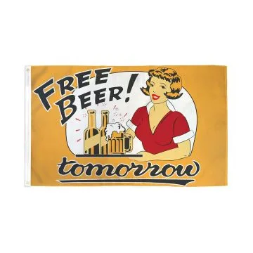 DRAPEAU BIÈRE GRATUITE 150x90cm - DRAPEAU FREE BEER TOMORROW 90 x 150 cm - DRAPEAUX