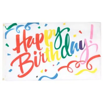 DRAPEAU JOYEUX ANNIVERSAIRE MULTICOLORE 150x90cm - DRAPEAU HAPPY BIRTHDAY 90 x 150 cm - DRAPEAUX