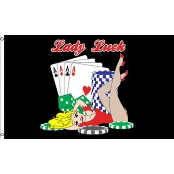 DRAPEAU FEMME CHANCEUSE 150x90cm - DRAPEAU LADY LUCK 90 x 150 cm - DRAPEAUX