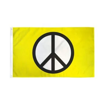 DRAPEAU SYMBOLE PAIX JAUNE 150x90cm - DRAPEAU PEACE 90 x 150 cm - DRAPEAUX