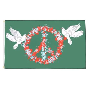 DRAPEAU PEACE AND LOVE COLOMBE 150x90cm - DRAPEAU PAIX 90 x 150 cm - DRAPEAUX