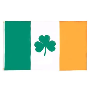DRAPEAU IRLANDE AVEC TRÈFLE 150x90cm - DRAPEAU TRÈFLE IRLANDAIS 90 x 150 cm - DRAPEAUX