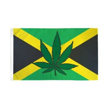 Drapeau Jamaïque Cannabis 150x90cm - Drapeau jamaicain rasta 90 x 150 cm - Drapeaux