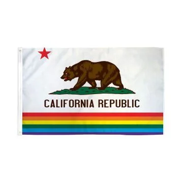 DRAPEAU CALIFORNIE ARC-EN-CIEL 150x90cm - DRAPEAU CALIFORNIEN GAY 90 x 150 cm - DRAPEAUX